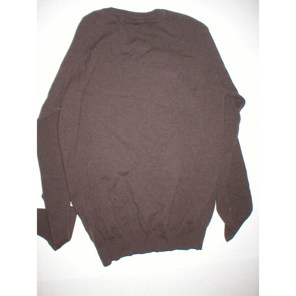 New NWT Mens Sweater XL Italy Solosali Designer Wool Cashmere Dark Brown Crew - Picture 4 of 4
